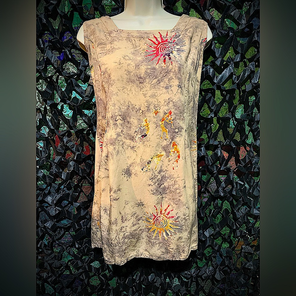 Vintage HAND BATIKED Wearable Art Dress from Indonesia